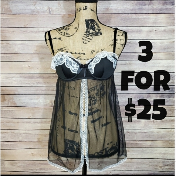 Other - Black White Lace Trim Baby Doll S